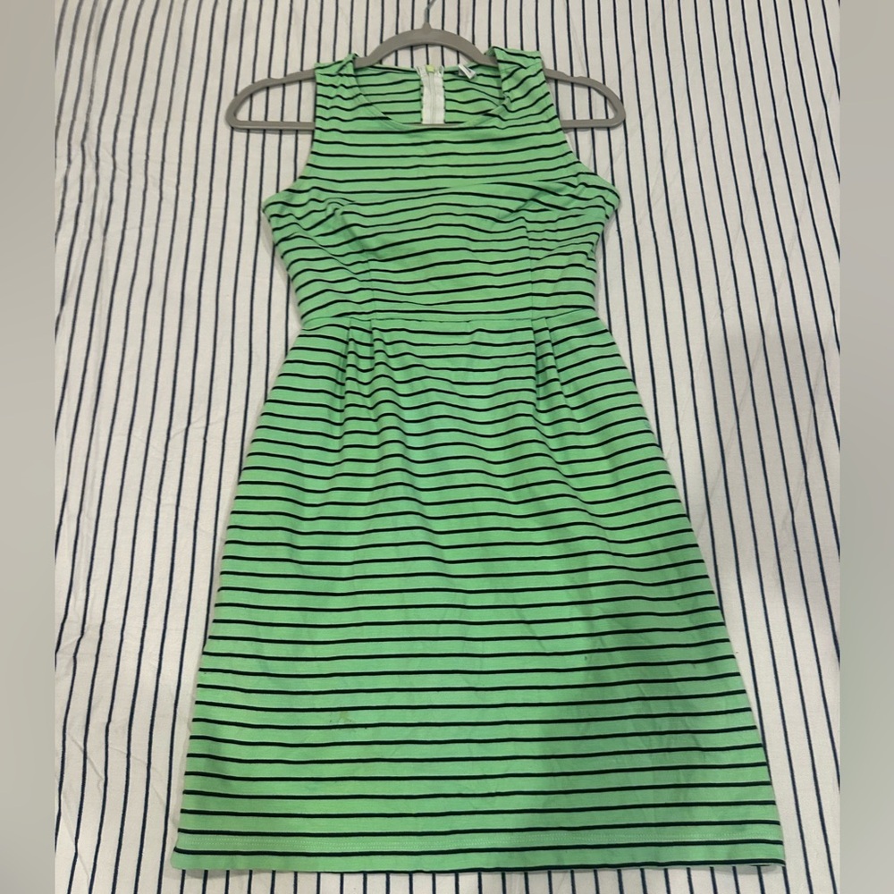 Green Striped Sleeveless Dress